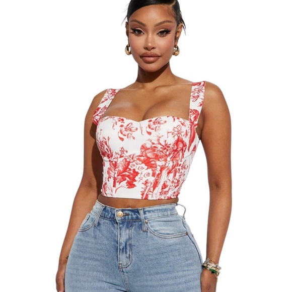 COPY - FASHION NOVA Floral Corset Top - Picture 1 of 4